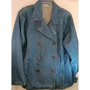CMC By Color Me Cotton Sz MED. Double Breasted Denim Jean Jacket Womens VTG 90's